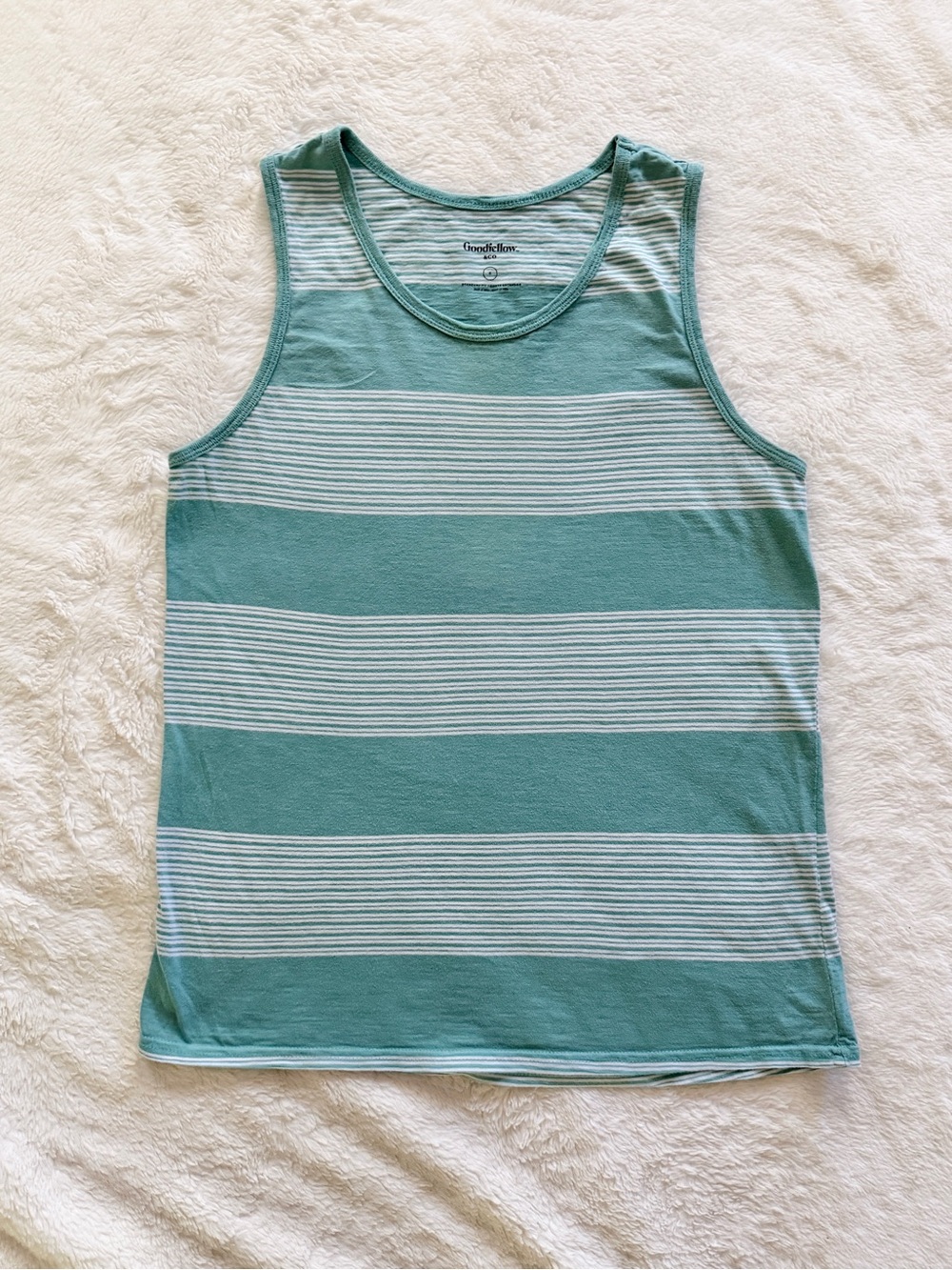 Goodfellow & Co. Striped Tank Top Standard Fit Teal Blue Size Small